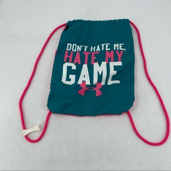 UNDER ARMOUR Womens Undeniable Sackpack Drawstring Backpack “Hate my Game” - Picture 1 of 10